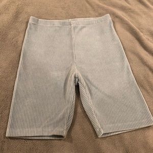 Baby blue velvet biker shorts